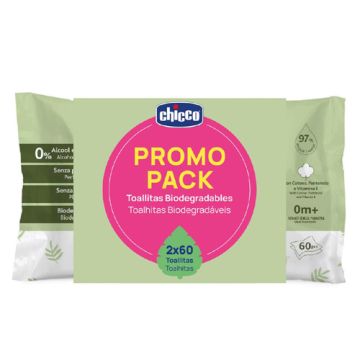 Chicco Toallitas Biodegradables Duplo 2x60Uds Chicco Toallitas Biodegradables Duplo 2x60Uds