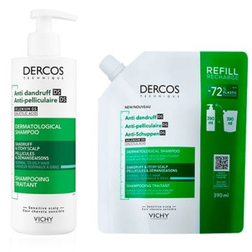 Vichy Dercos Anticaspa Champu Normal-Grasa 390ml + Recarga 390ml